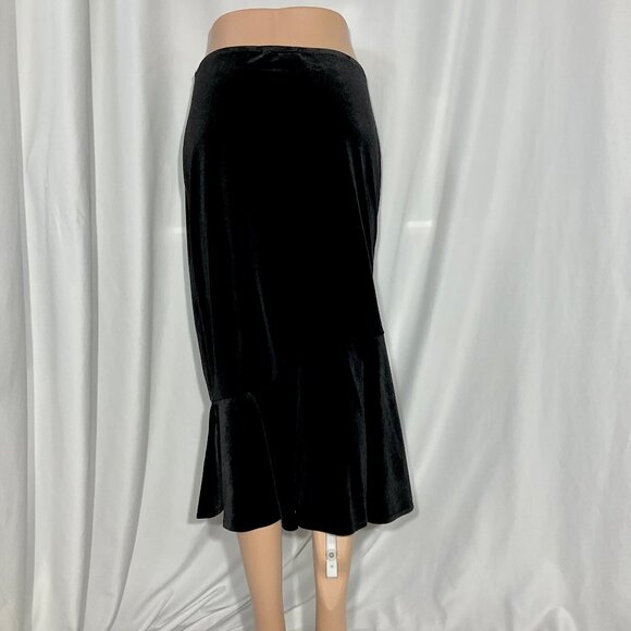 Black Velvet Midi Skirt with Bottom Founce Sz Med - Picture 3 of 9